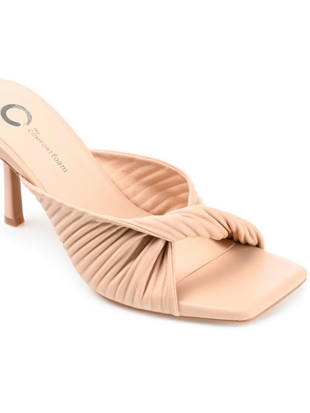 Journee Collection Nude Twisted Strap Mule Heels